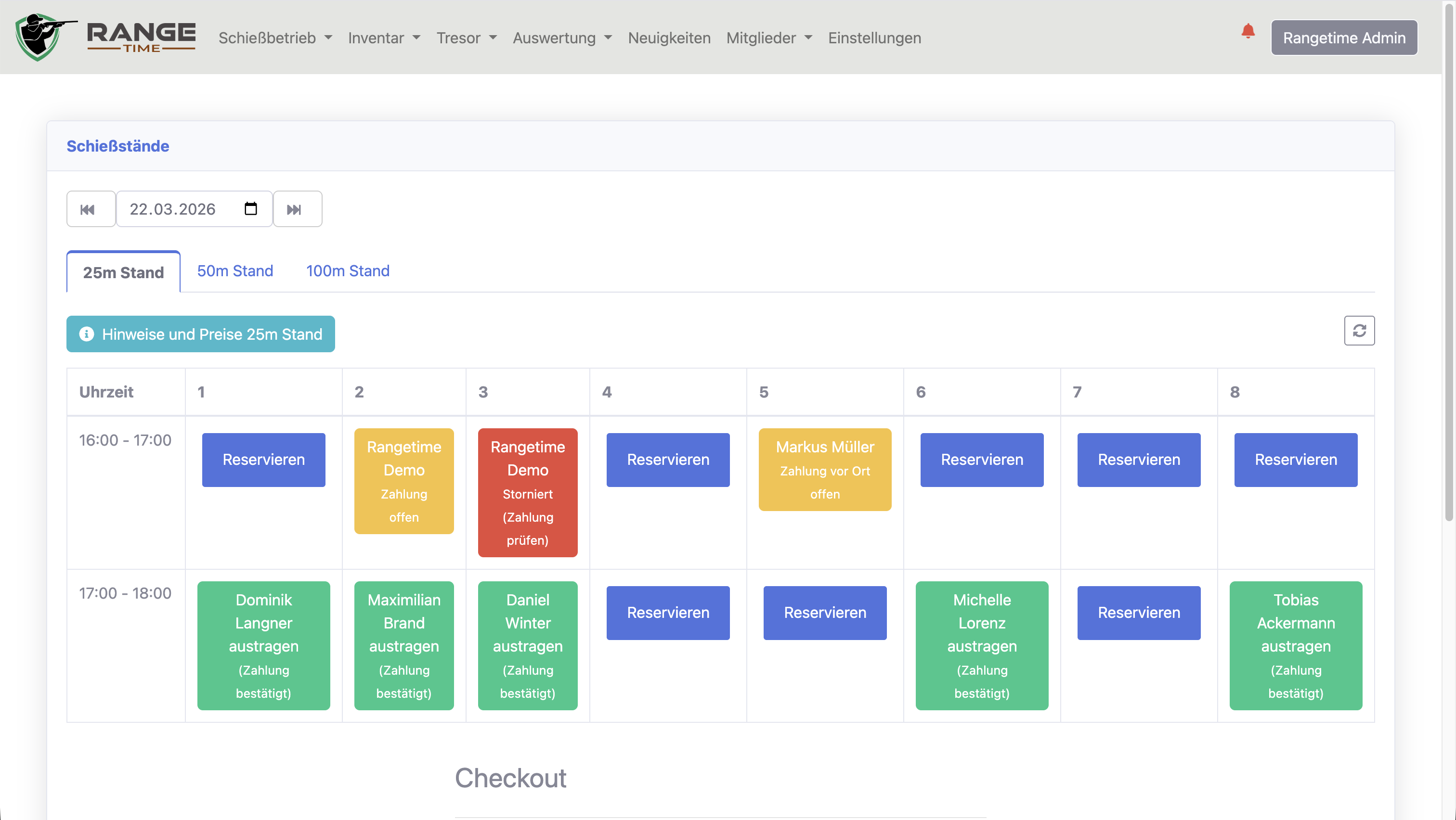 Schießstandbuchung kommerziell